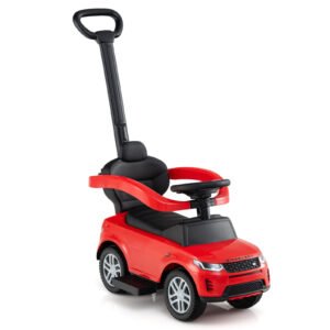 Carrinho de empurrar 3 em 1 para crianças pequenas com alça removível, licenciado pela Land Rover Discovery - Vermelho