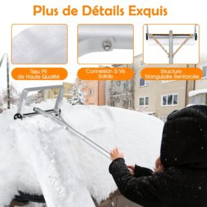 Removedor de neve para telhado com rolos e lâmina de plástico para neve.