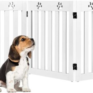 Portão dobrável para animais de estimação com 3 painéis - Branco