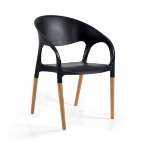 Cadeira Luna Preta, Perna Madeira - Pack 20 unidades