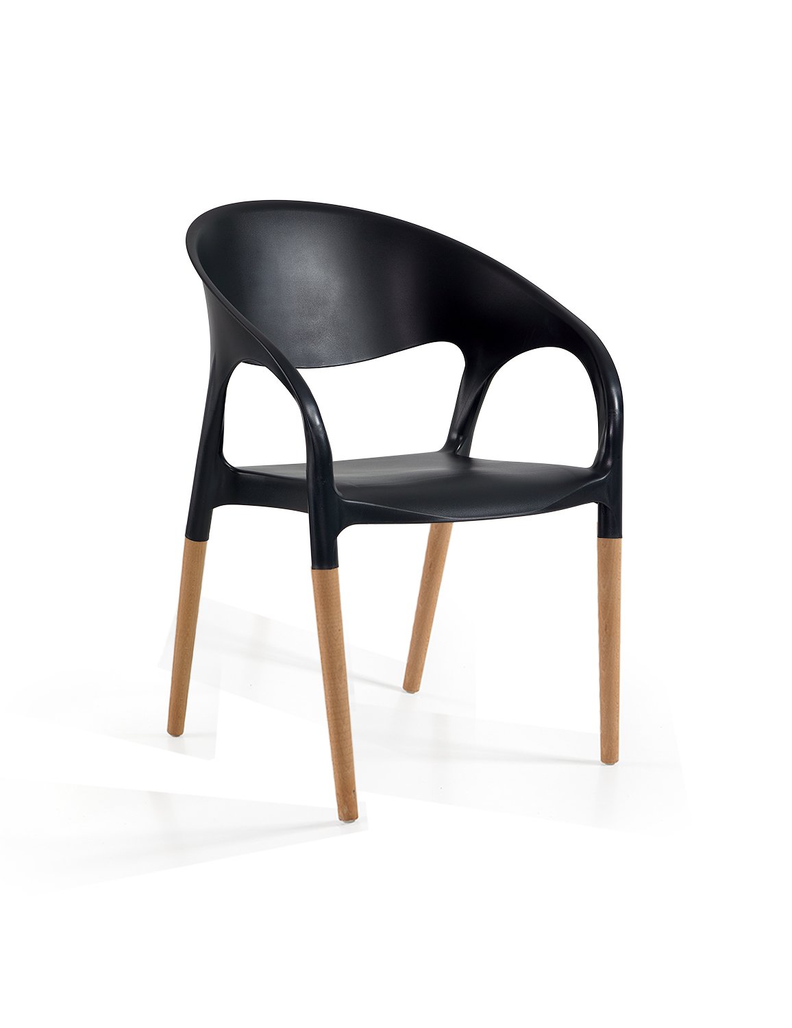 Cadeira Luna Preta, Perna Madeira - Pack 40 unidades