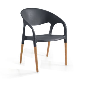 Cadeira Luna Antracite MR, Perna Madeira - Pack 40 unidades