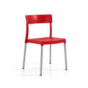 Cadeira Lilly Vermelha, Perna Alumínio - Pack 40 unidades