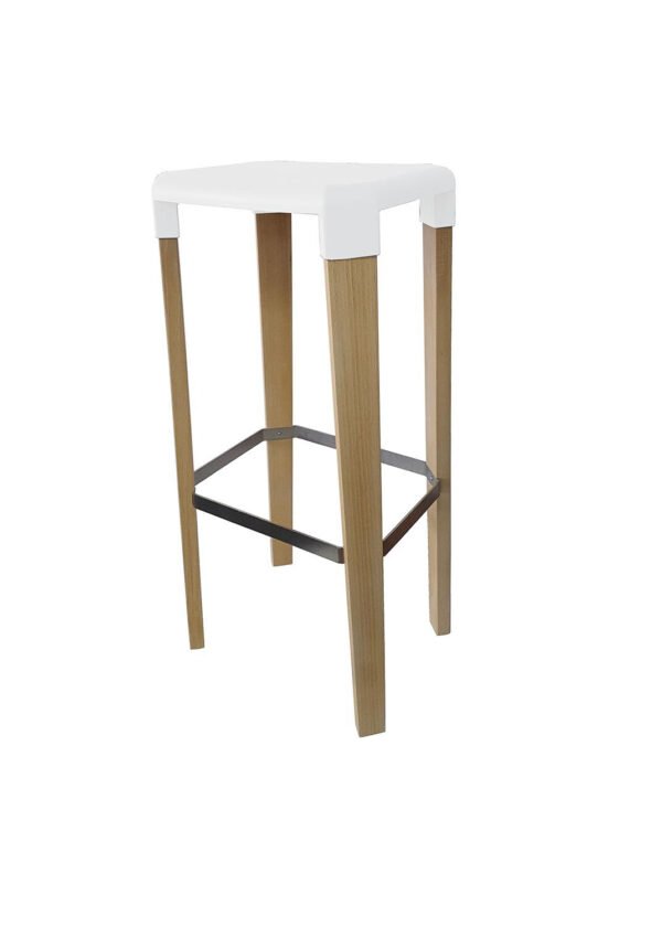 Banco Alto OSLO 78H, Perna Madeira - Pack 4 unidades, Branco