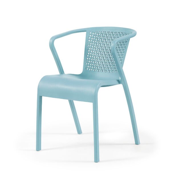 Cadeira tuga – Conjunto com 20 cadeiras de polipropileno com fibra de vidro. Cor Azul Pastel