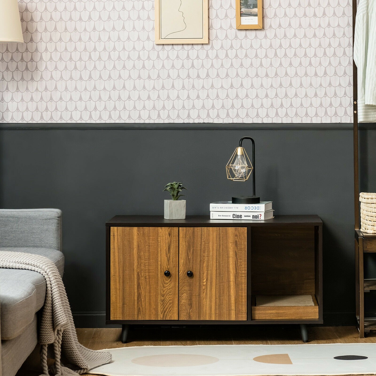 Caixa de areia para gatos com divisória para gatos grandes e gatinhos - Cinza - Image 2