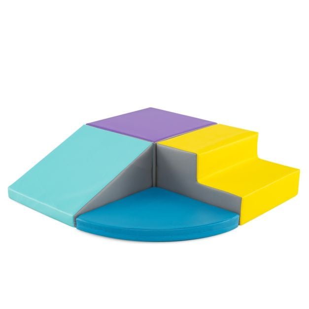 Conjunto de 4 blocos de espuma para brincar e escalar, blocos de construção gigantes, blocos de construção grandes, azul + roxo.