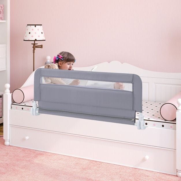 Grade de proteção lateral para cama infantil com capa removível e lavável - Cinza - Image 2