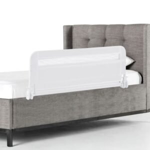 Grade de proteção dobrável para berço de bebê, 100 cm/120 cm, com capa removível e lavável e cinto de segurança - Branca - 100 cm