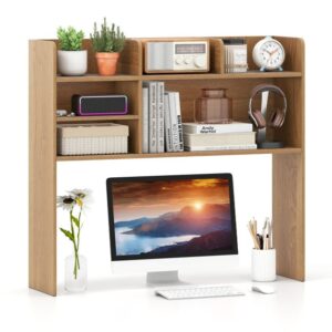 Estante de mesa com 3 níveis para livros e livros - Cor natural