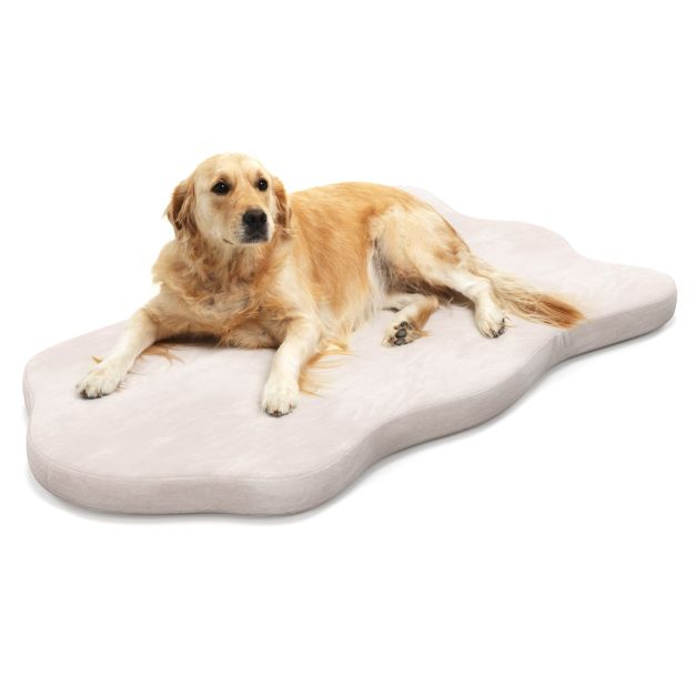 Cama ortopédica para cães de grande porte com suporte de espuma viscoelástica - Bege