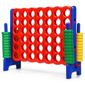 Jogo Gigante Connect 4 em Linha com 42 Anéis Jumbo para Jardim e Praia - Azul