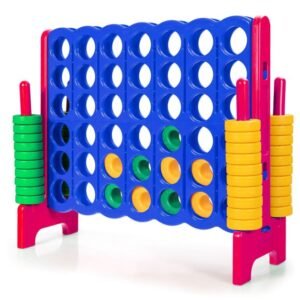Jogo Gigante Connect 4 em Linha com 42 Anéis Jumbo para Jardim e Praia - Vermelho