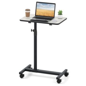 Mesa de cabeceira com rodízios traváveis ​​em formato de C - Cinza