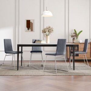 Conjunto de 2 cadeiras de jantar com encosto dobrável e estrutura metálica estofada para cozinha.