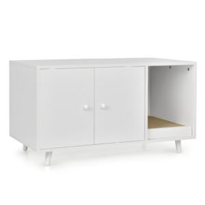 Caixa de areia grande de madeira para gatos com abertura superior para animais de estimação