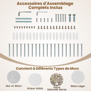 Conjunto de 5 peças de arranhador de parede para gatos com plataformas e tábua de arranhar, 2 poleiros com almofadas.