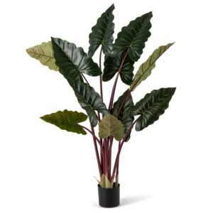 Árvore de taro artificial arco-íris de 160 cm de altura, planta artificial pré-plantada - pacote com 1 unidade
