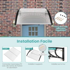 Toldo transparente para porta e janela, 102 x 98 cm