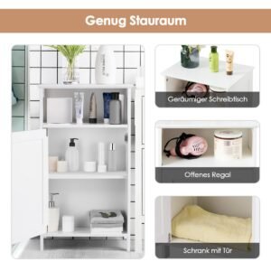 Armário de chão independente para banheiro com prateleira ajustável - Branco