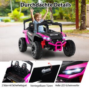Carrinho elétrico infantil 12V com controle remoto, caminhão UTV elétrico, carro infantil, veículo infantil rosa