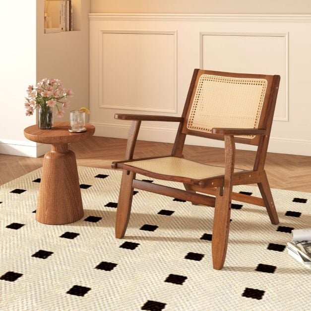 Poltrona Boho de Rattan com Madeira Maciça de Bambu - Nogueira - Image 2