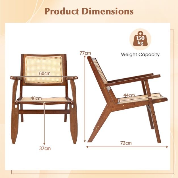 Poltrona Boho de Rattan com Madeira Maciça de Bambu - Nogueira - Image 3