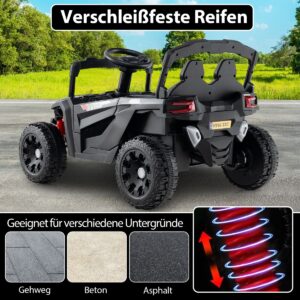 Carrinho elétrico infantil de 12V com controle remoto, caminhão UTV elétrico, carro infantil, veículo infantil, preto