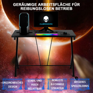 Mesa de computador moderna e ergonômica para escritório em casa, ideal para espaços pequenos.
