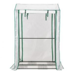 Estufa de jardim com portas com zíper para uso externo.