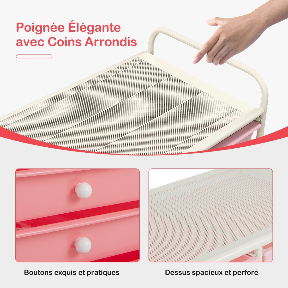 Carrinho de armazenamento com 15 gavetas e rodas para escritório doméstico multicolorido - Image 2