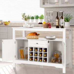 Aparador Buffet para Vinhos, Bebidas e Café com Suporte Removível para Vinhos - Branco