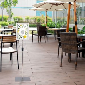 Suporte para cartazes DIN A4, altura ajustável, suporte removível, cartaz prateado/preto 33 x 24 cm - prateado