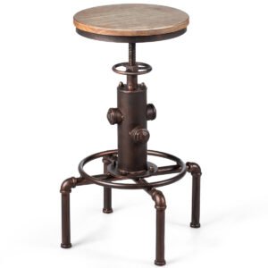 Banco de bar com altura ajustável 59,5-75 cm cadeira de bar feita de madeira e metal