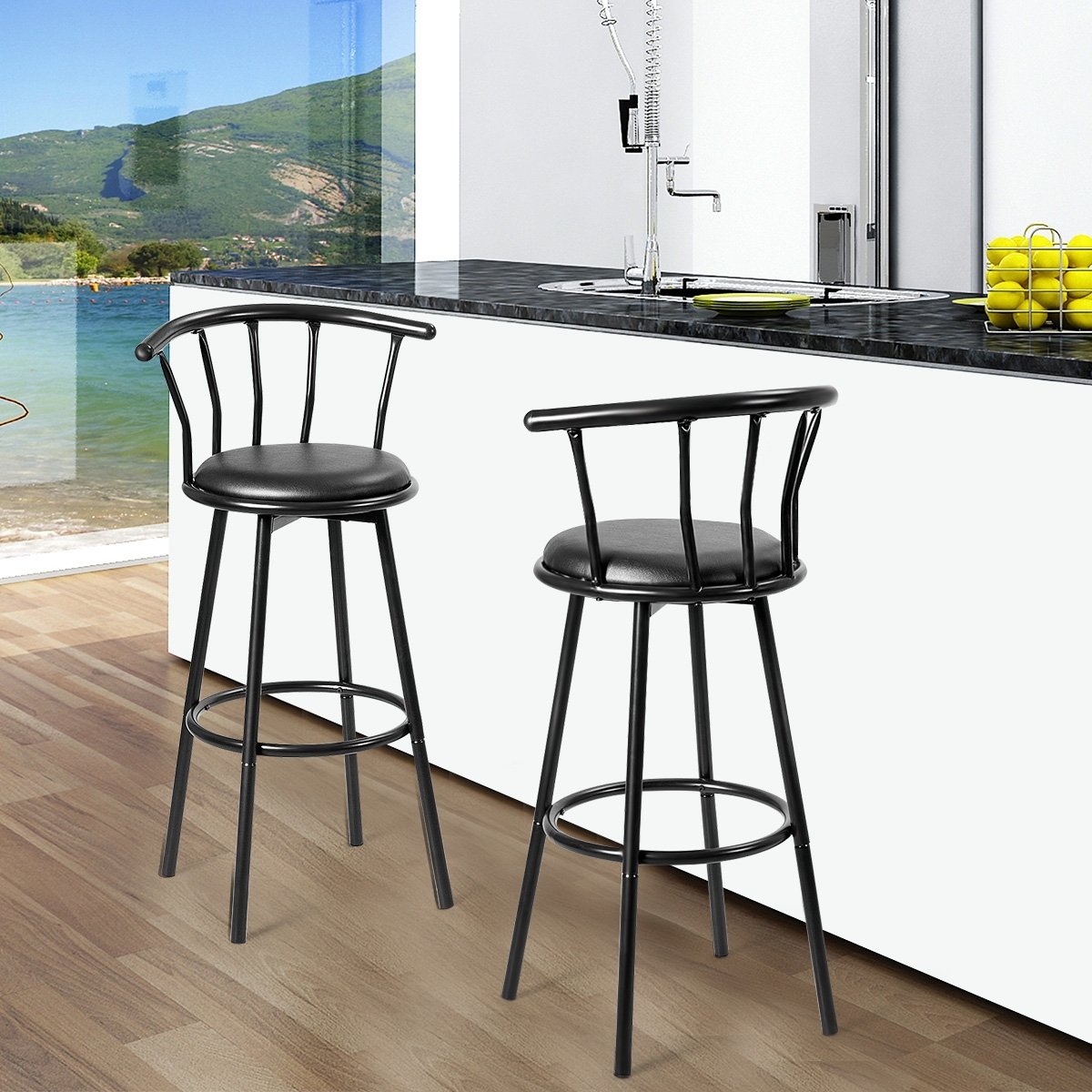 Conjunto de 2 cadeiras de jantar com encosto ergonômico - Cinza - Image 3