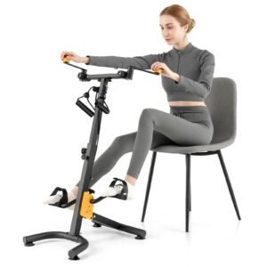 Exercitador de pedal com pega ajustável para idosos - Amarelo