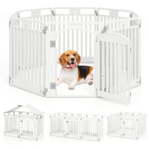 Painel de plástico para cães com 8 painéis e 80 cm de altura - Branco
