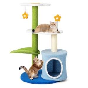 Casa para gatos de 3 andares com arranhador para gatos internos