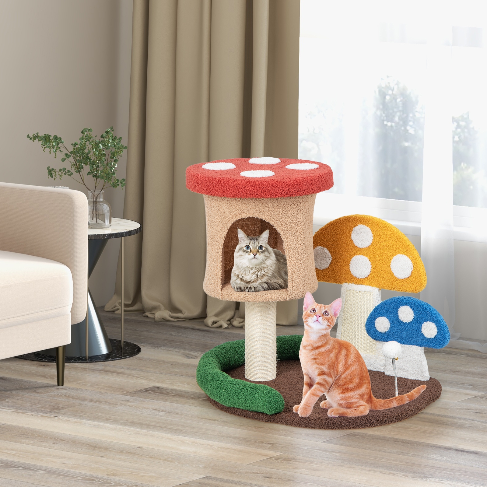 Árvore para Gatos 4 em 1 com Casinha e Plataforma - Multicolorida - Image 2