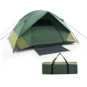 Tenda leve para atividades ao ar livre com sobreteto removível e porta de camada dupla - Verde