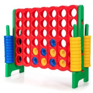 Jogo Gigante Connect 4 em Linha com 42 Anéis Jumbo para Jardim e Praia - Verde