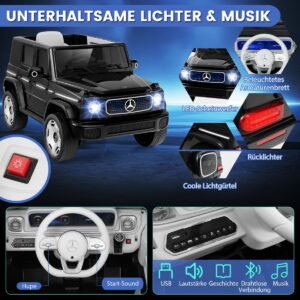 Carrinho Elétrico Infantil com Controle Remoto, Bateria Removível, Luzes de LED e Música, 12V 9AH, Tração nas 4 Rodas, Preto