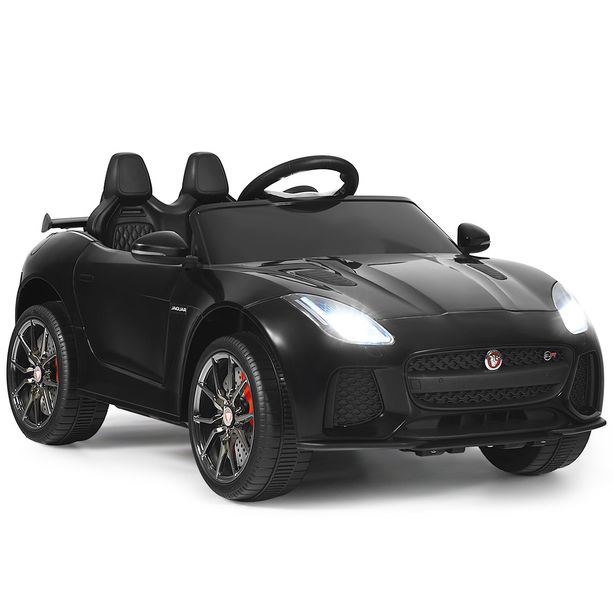 Carrinho elétrico infantil com histórias, música, buzina, faróis e controle remoto, preto. - Image 3