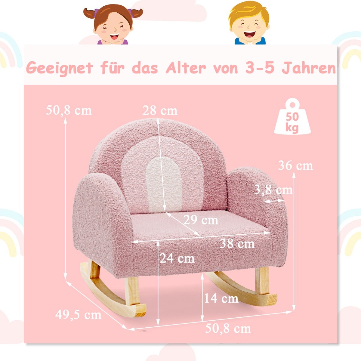 Sofá infantil estofado com pés de madeira maciça Poltrona infantil cinza - Image 3