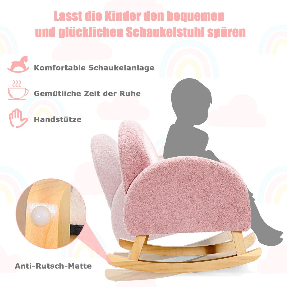 Sofá infantil estofado com pés de madeira maciça Poltrona infantil cinza - Image 2