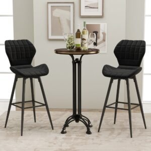 Conjunto de 2 banquetas de bar com encosto e apoio para os pés. Cadeiras de bar acolchoadas. Cadeira de jantar moderna.