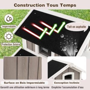 Casinha para Gatos de Exterior, 2 Andares, com Telhado de Asfalto, Cinza, 100 x 64 x 82,5 cm