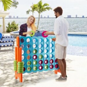 Jogo Gigante Connect 4 em Linha com 42 Anéis Jumbo para Jardim e Praia - Laranja