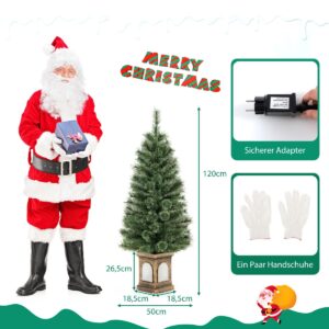 Árvore de Natal artificial de 120 cm em vaso com luzes, temporizador e pontas para os galhos.
