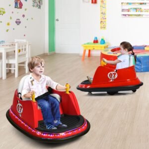 Carrinho de bate-bate infantil elétrico 6V com luzes piscantes, 57 x 75 x 42 cm, vermelho